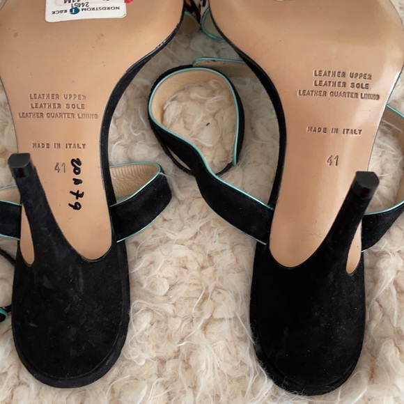 PETRA FIRENZE Black Suede Leopard Strappy Heels - Picture 6 of 6